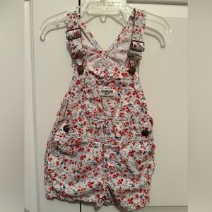 OshKosh B'gosh Floral Kids Overalls - White and Red
